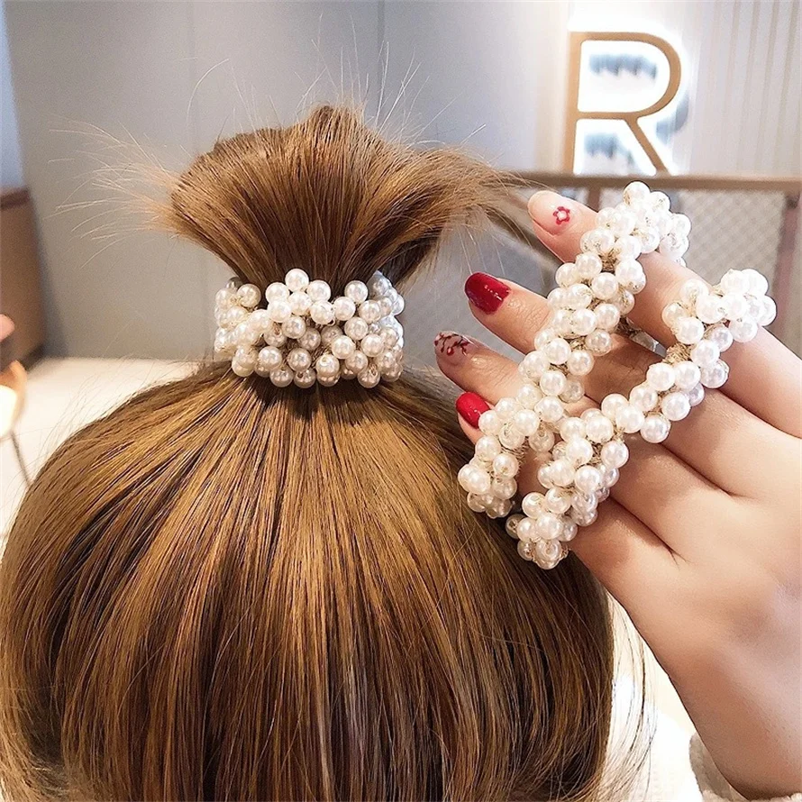 Woman Elegant Pearl Hair Ties  - đánh giá và giá Silicone Band Women