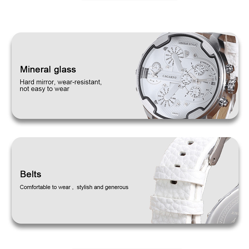 Cagarny Watch 6820 Dual Displa - đánh giá và giá Leather Watch Band Men