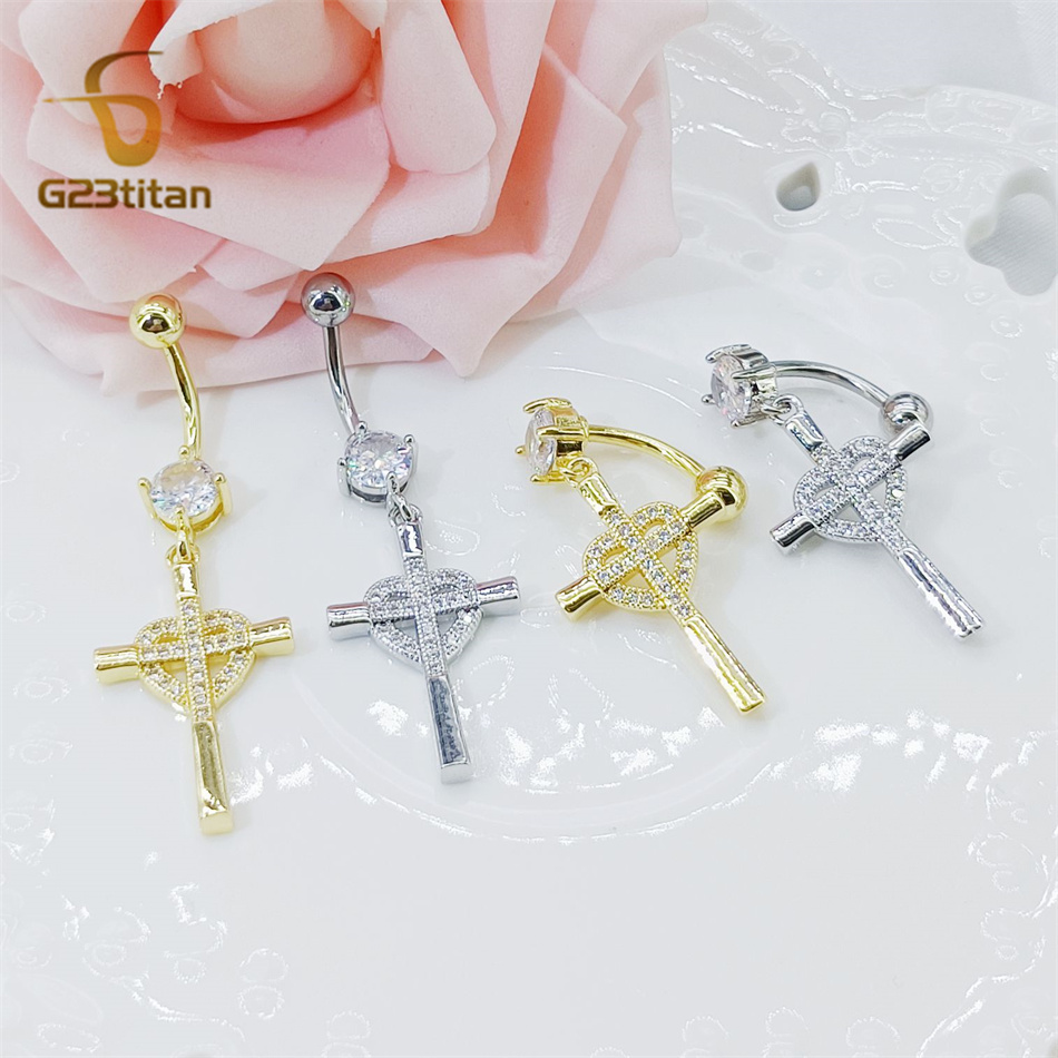 CZ Heart Cross Zircon Dangled  - đánh giá và giá Curved Spring Bar