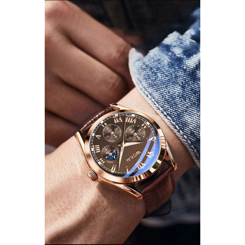 WOKAI Fashion Casual Business  - đánh giá và giá Leather Watch Band Men