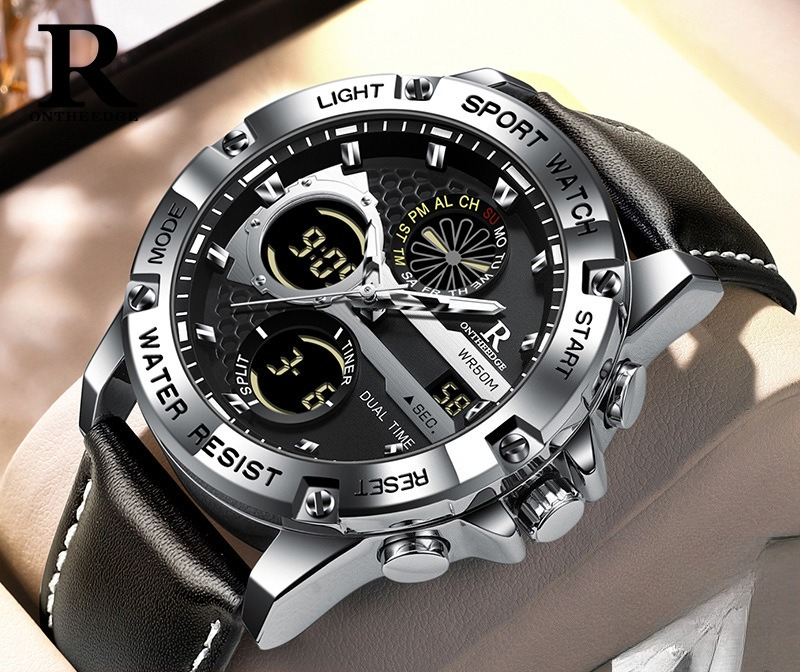 Fashion Men’s Big Face Quartz  - đánh giá và giá Leather Watch Band Men