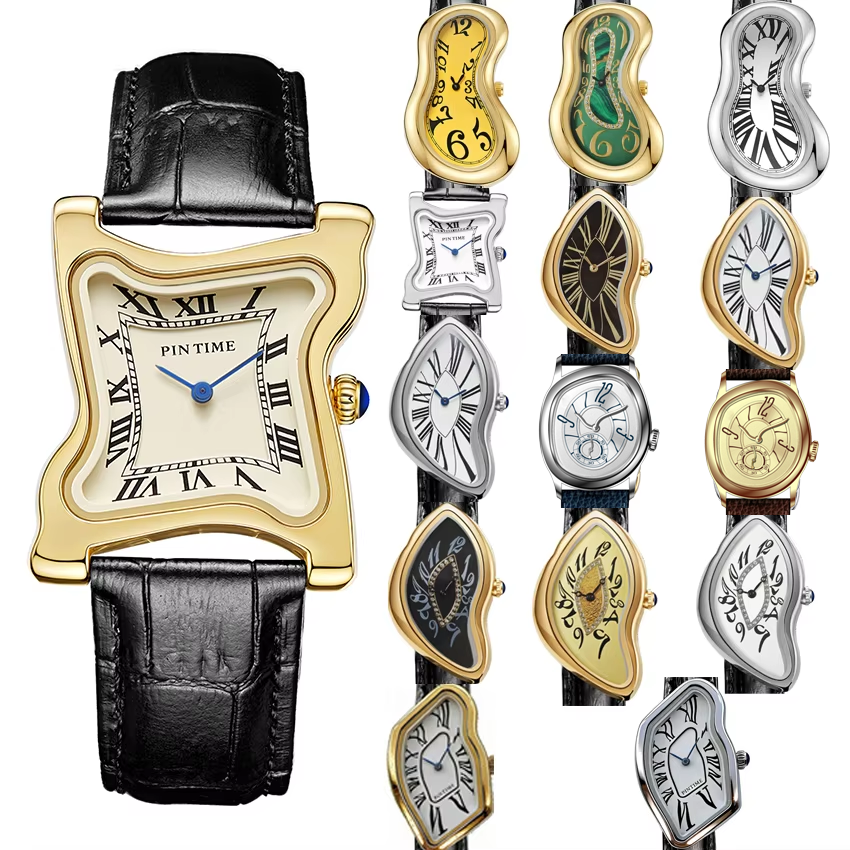 Surrealist Art Melting Clock W - đánh giá và giá Leather Watch Band Men