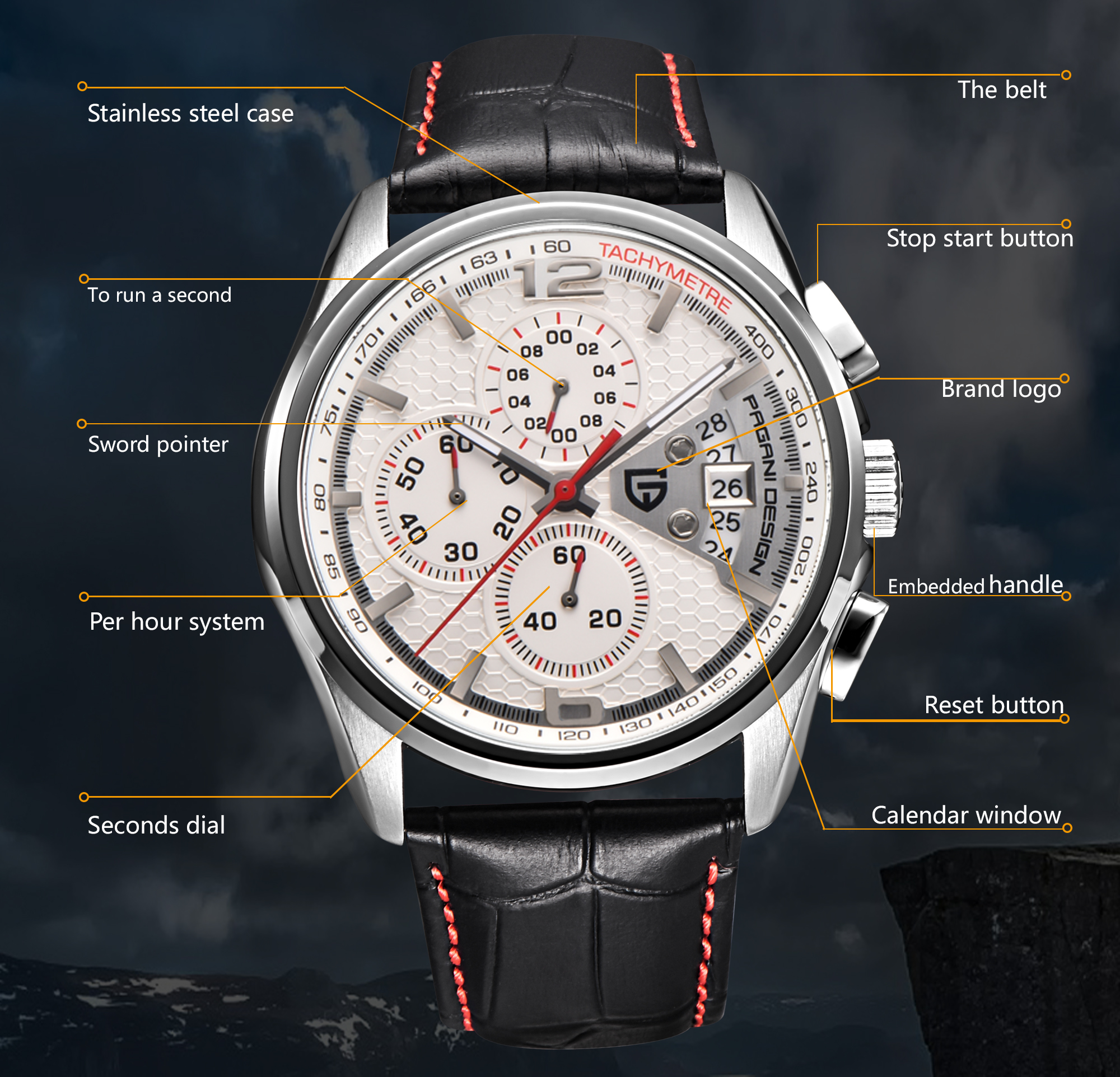 Pagani PD3306 Mens Quartz Watc - đánh giá và giá Leather Watch Band Men