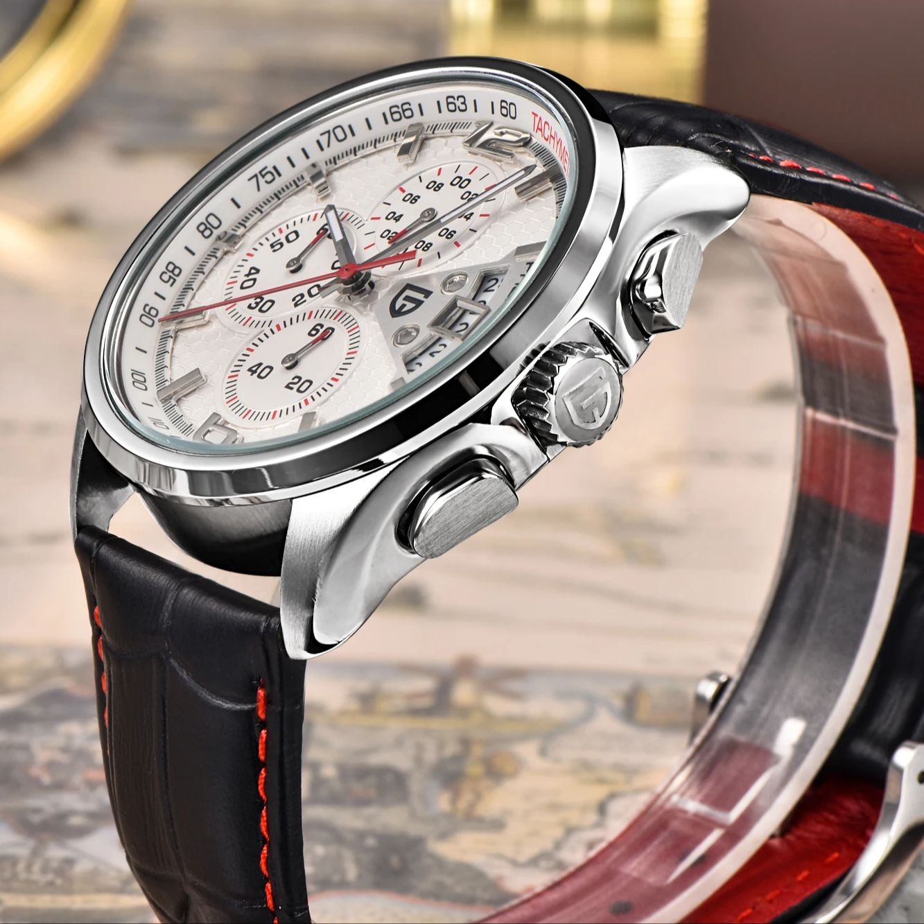 Pagani PD3306 Mens Quartz Watc - đánh giá và giá Leather Watch Band Men