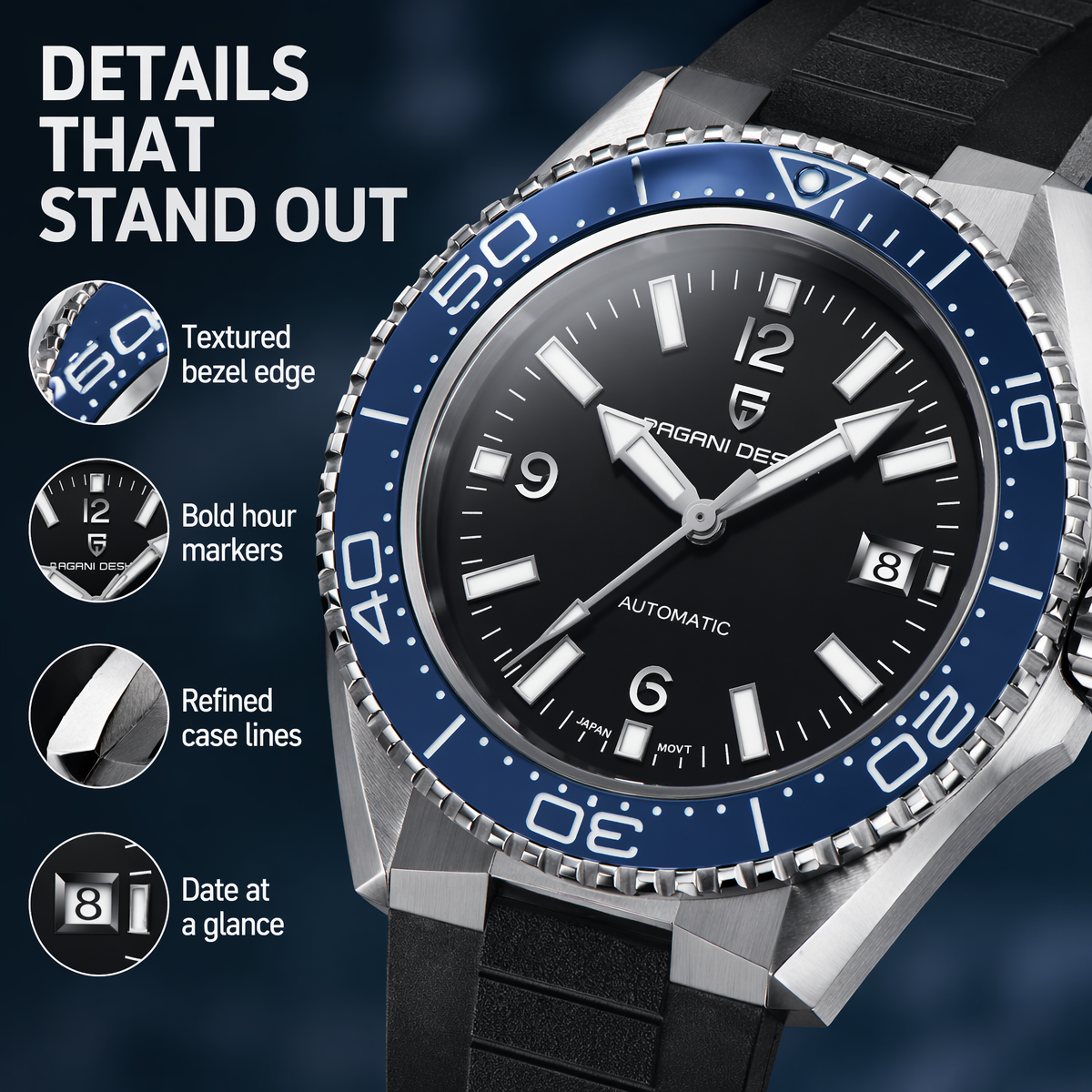Pagani Design New Men's Mechan - đánh giá và giá Rubber Strap Diver