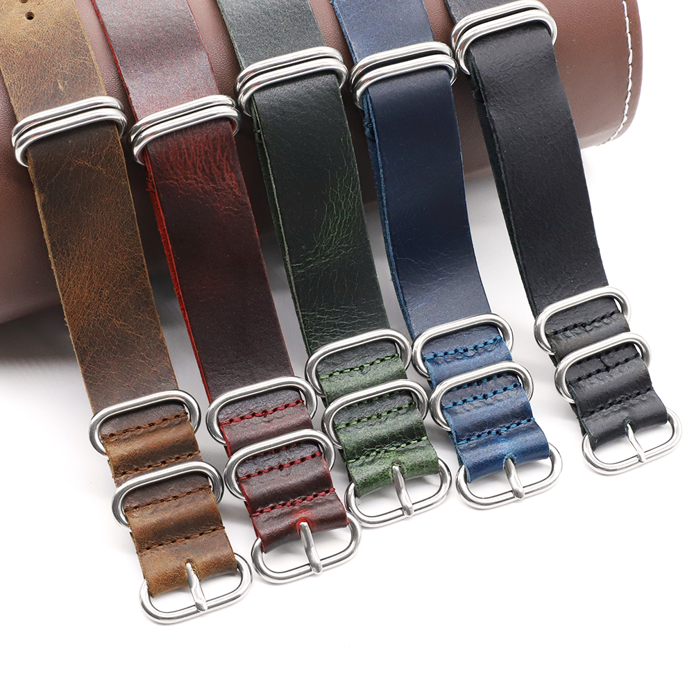 Genuine Leather Watch Band 18m - đánh giá và giá Nato Strap Nylon