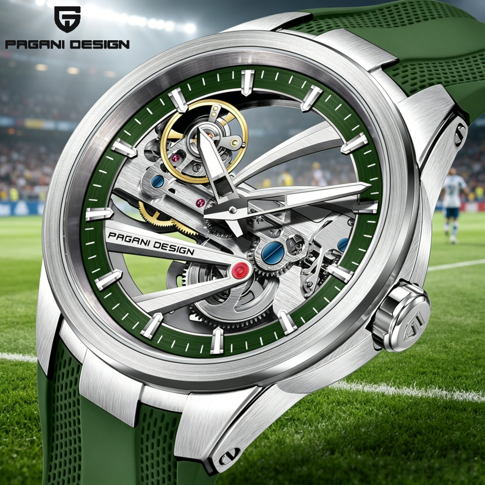 Green Skeleton PAGANI DESIGN P - đánh giá và giá Rubber Strap Diver