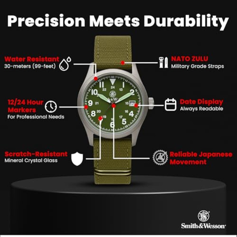 Men's Military Watch, 3 Interc - đánh giá và giá Canvas Strap Watch