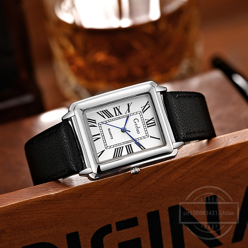 New Fashion Designer Rectangle - đánh giá và giá Leather Watch Band Men