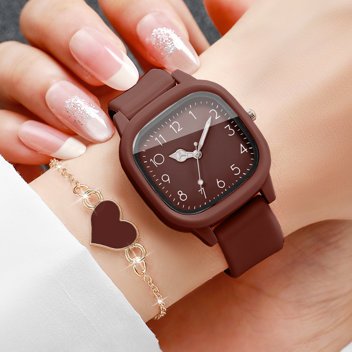 5PCS Fashion Women Watches Hea - đánh giá và giá Silicone Band Women