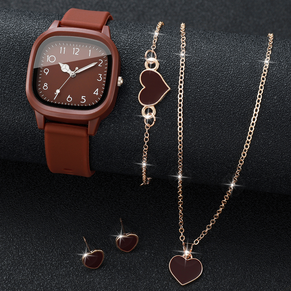 5PCS Fashion Women Watches Hea - đánh giá và giá Silicone Band Women