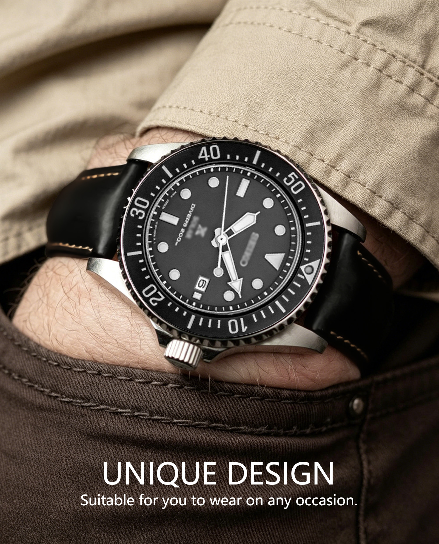 Wax Genuine Leather Men Women  - đánh giá và giá Rubber Strap Diver